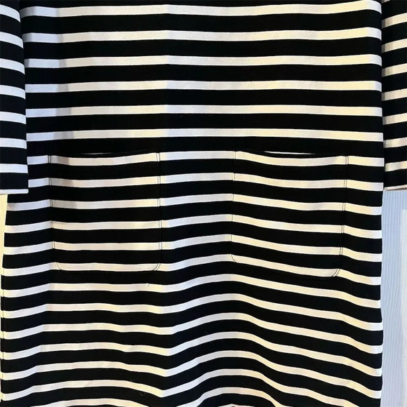 Kate Spade XS Black Striped Knit Dress 3/4 Sleeve Knee Length Casual - Picture 2 of 7